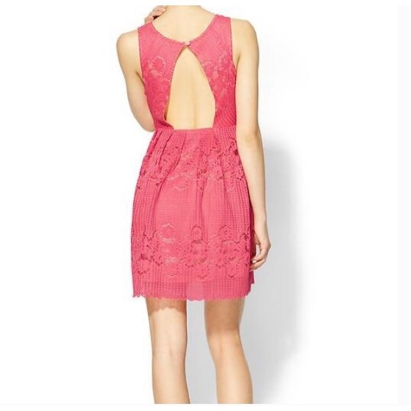 Free People|Womens|Fit & Flare Mini Dress|Size 2|Coral|Full Lace| Lined - Picture 2 of 15